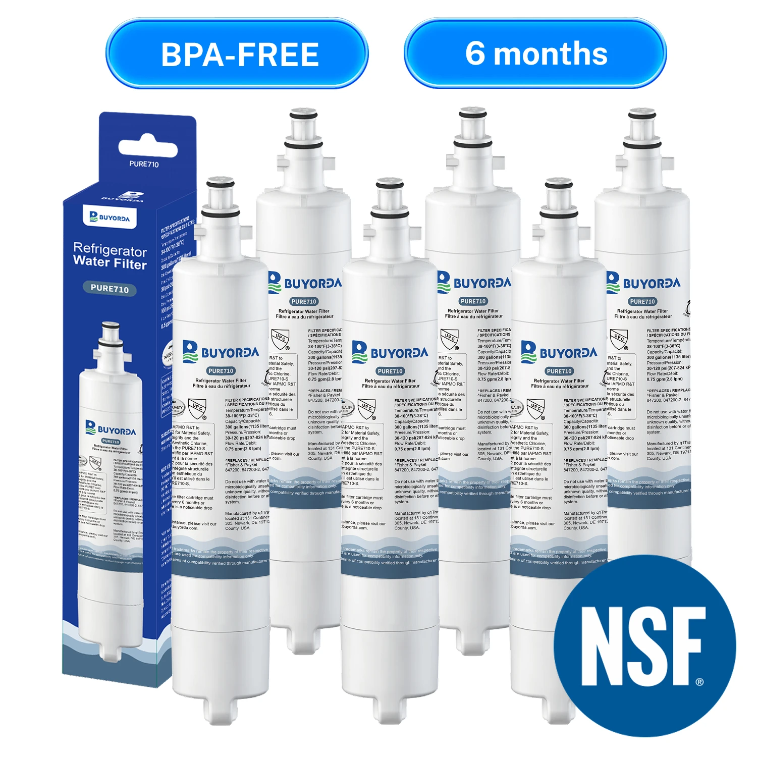 

Картридж для фильтра воды Fisher Paykel 847200-2 847200-WF, совместимый с сериями E522, E422, E402, с угольным сердечником, быстрая замена без инструментов, 6 штук в упаковке