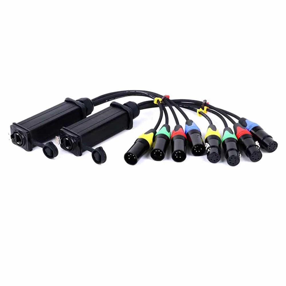 4 Channel 5Pin XLR Male+Female Multi Network Receiver to Ethercon Cable-XLR,DMX Channels Over STP RJ45 Cat5/Cat6 Ethernet Cord