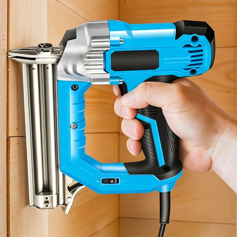 

Electric Straight Staple Nail Gun Electric Nailer Tacker Stapler Shooter 220V 2300W for Woodworking Upholstery Furniture Repair