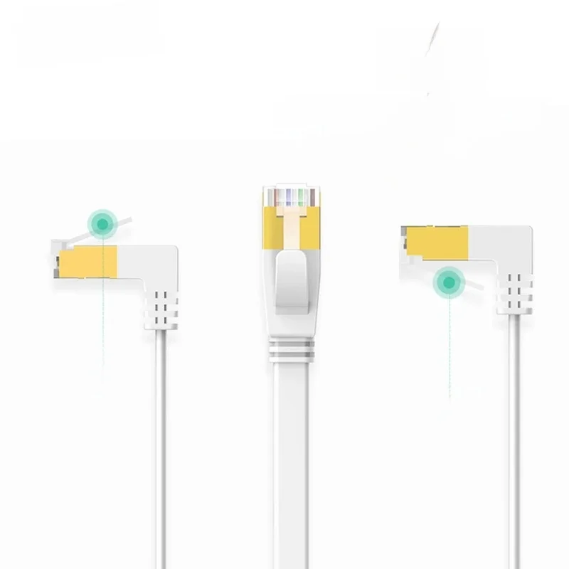 Câble Ethernet plat coudé vers le haut et vers le bas, patch réseau LAN, routeur d'ordinateur, ordinateur portable, CAT6, CAT6a, RJ45, résistant à 90