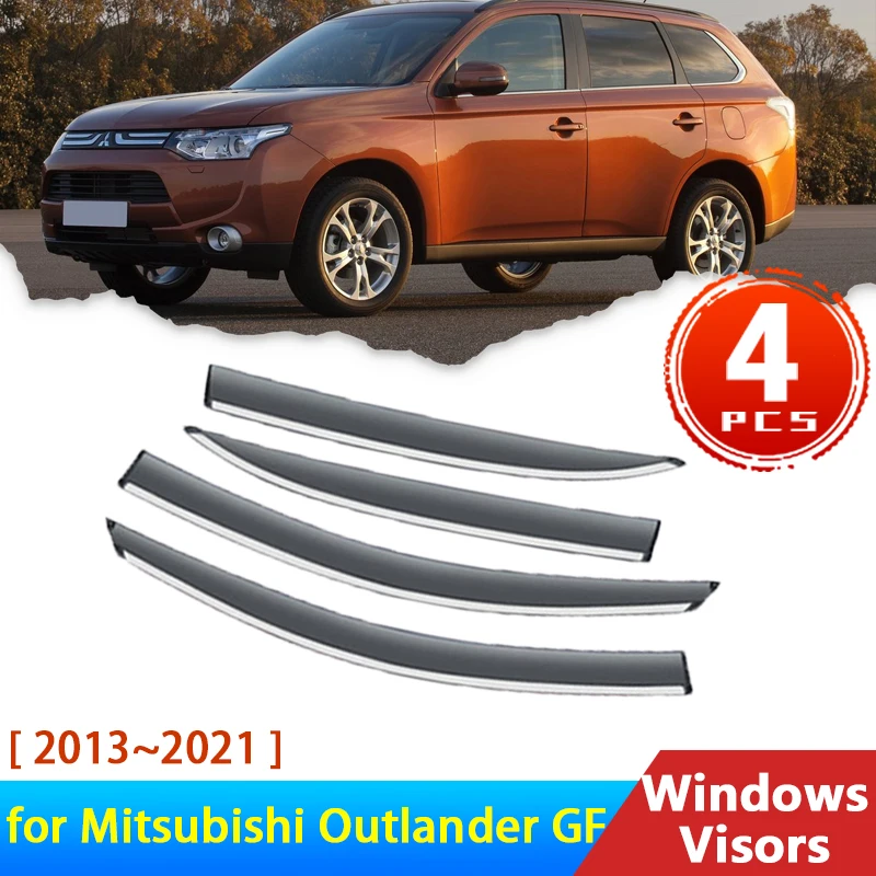 

Дефлекторы для Mitsubishi Outlander 3 III GF 2013 ~ 2021 аксессуары Автомобильные оконные козырьки защита от дождя для бровей козырек защитная крышка