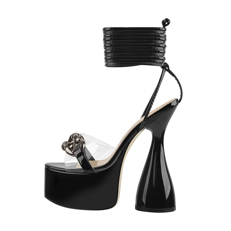 Onlymaker Women's Peep Toe Platform High Heel Sandals Black 6