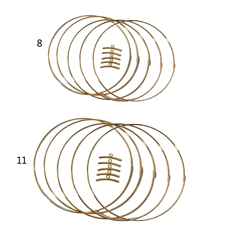 5Pcs Macrame Round Hoop Ring Dream Catcher Circle Ring Wreath Macrame Crafts Open Hoop Ring for DIY Home Decorations