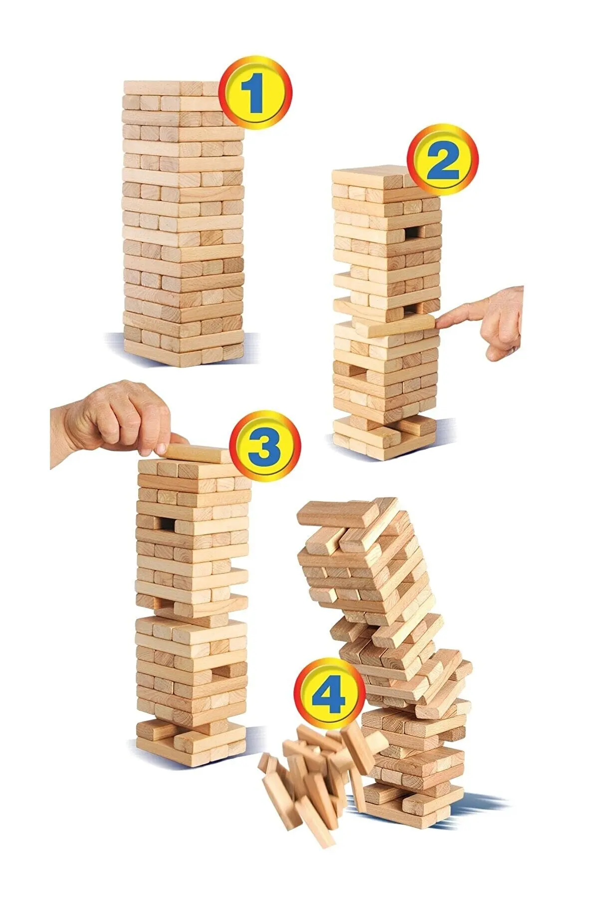 Wooden Jenga Balance Tactical Game Big Size 54 Pieces 1.5x3x9 cm