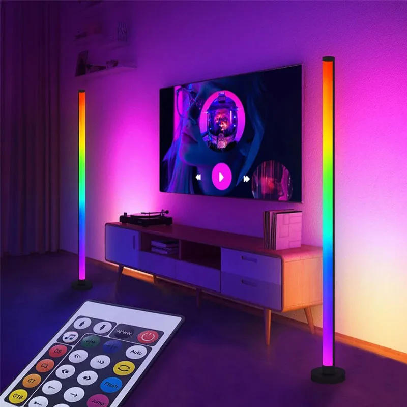 Smart RGB Dream Color Floor Lamp with Music Sync Modern Color Changing Standing Mood Light with APP & Remote Control