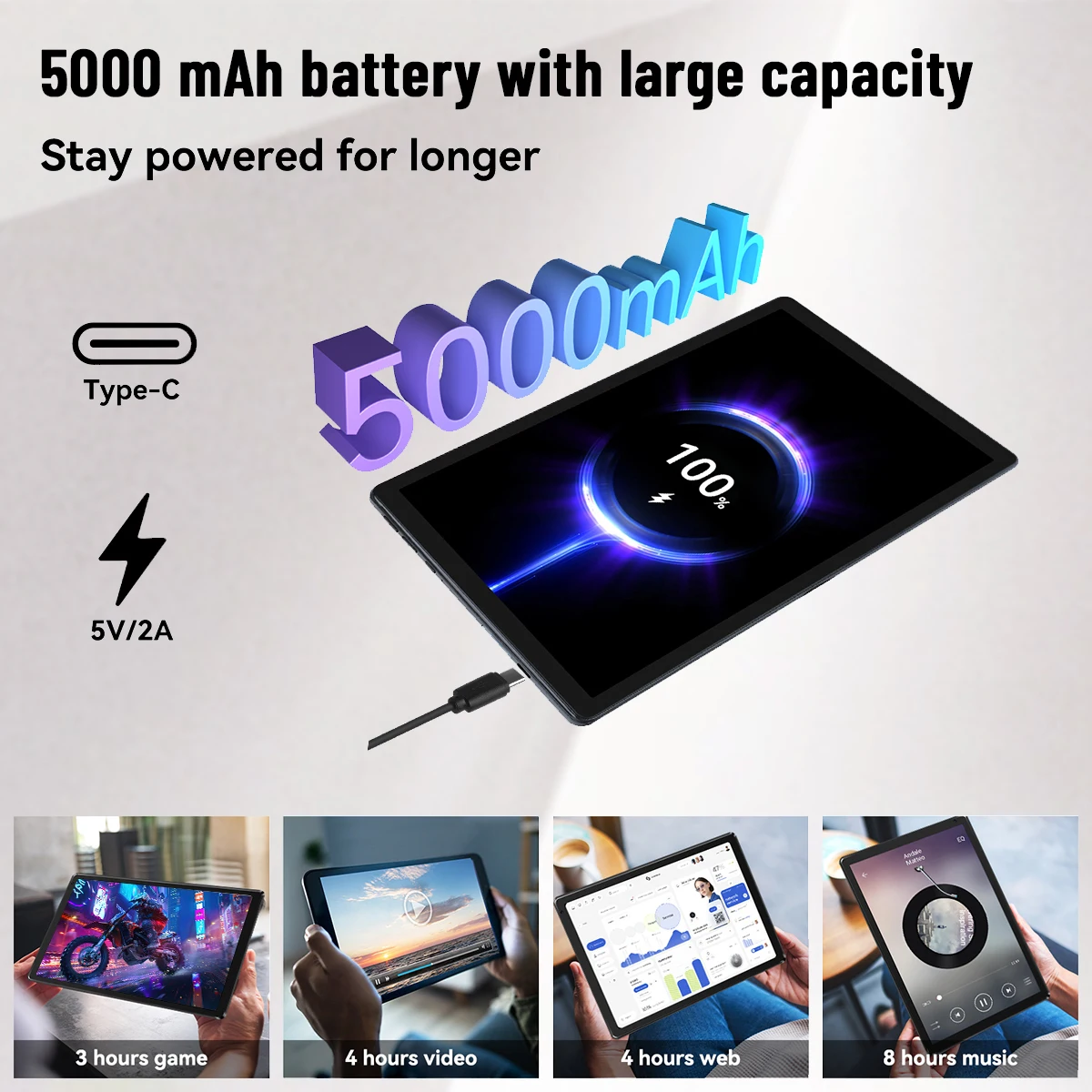 AEEZO 10.1인치 안드로이드 15 태블릿 A523 옥타코어 24GB+128GB/1TB 확장 1280x800 HD IPS 디스플레이 Wi-Fi6 5000mAh 배터리