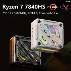 AMD Mini PC Gaming R7 7840HS Windows 11 DDR5 5600MHz PCIE4.0 2.5G 2 LAN Thunderbolt 4 Portable Desktop Computer Office WiFi 6