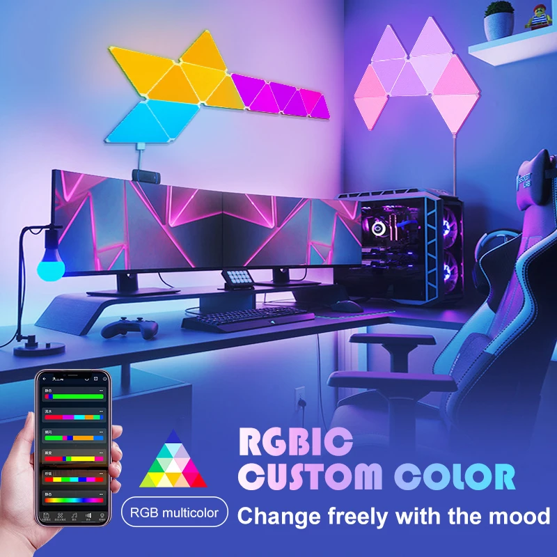 Creative RGB LED Quantum Wall Light do dekoracja sypialni gier z WIFI łączność Bluetooth kontrolowane przez App światło nocne