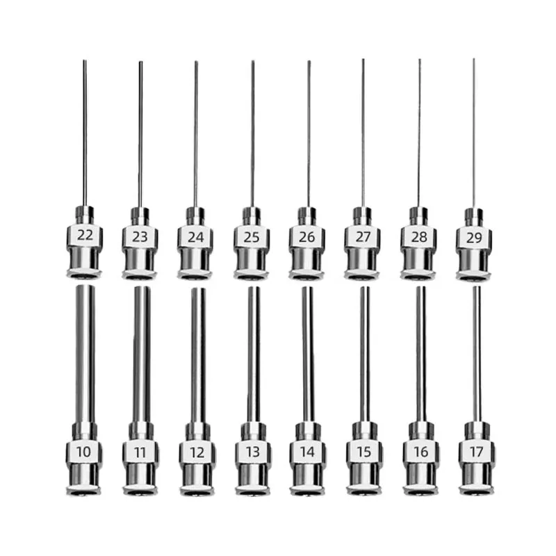 12pcs 1 Inch 304 Stainless Steel Blunt Tip Glue Dispensing Needles 8-30G All Metal Needle
