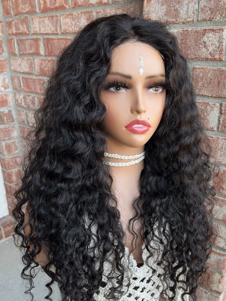 

Synthetic Lace Front Wig Long Black Curly Hair Pre Plucked Curly Wig Dark Curly Wig Closure Wig For Women Daily Party Use