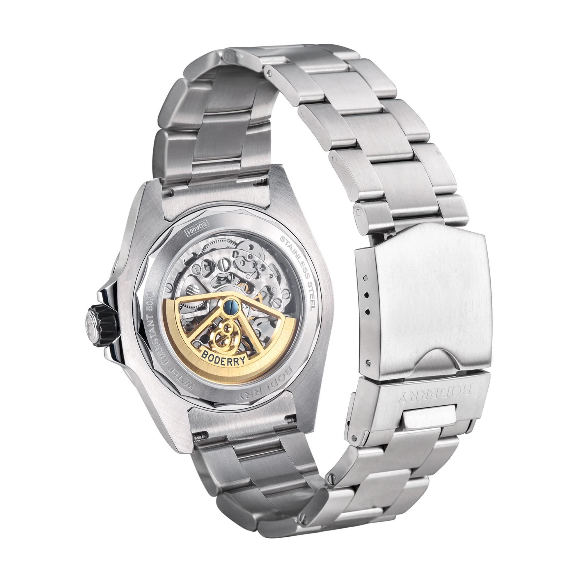 Boderry Urban Men\'s Fashion Watches Luxury Automatic Mechanical Luminous Waterproof Stainless Steel Male Clock Relogio Masculino