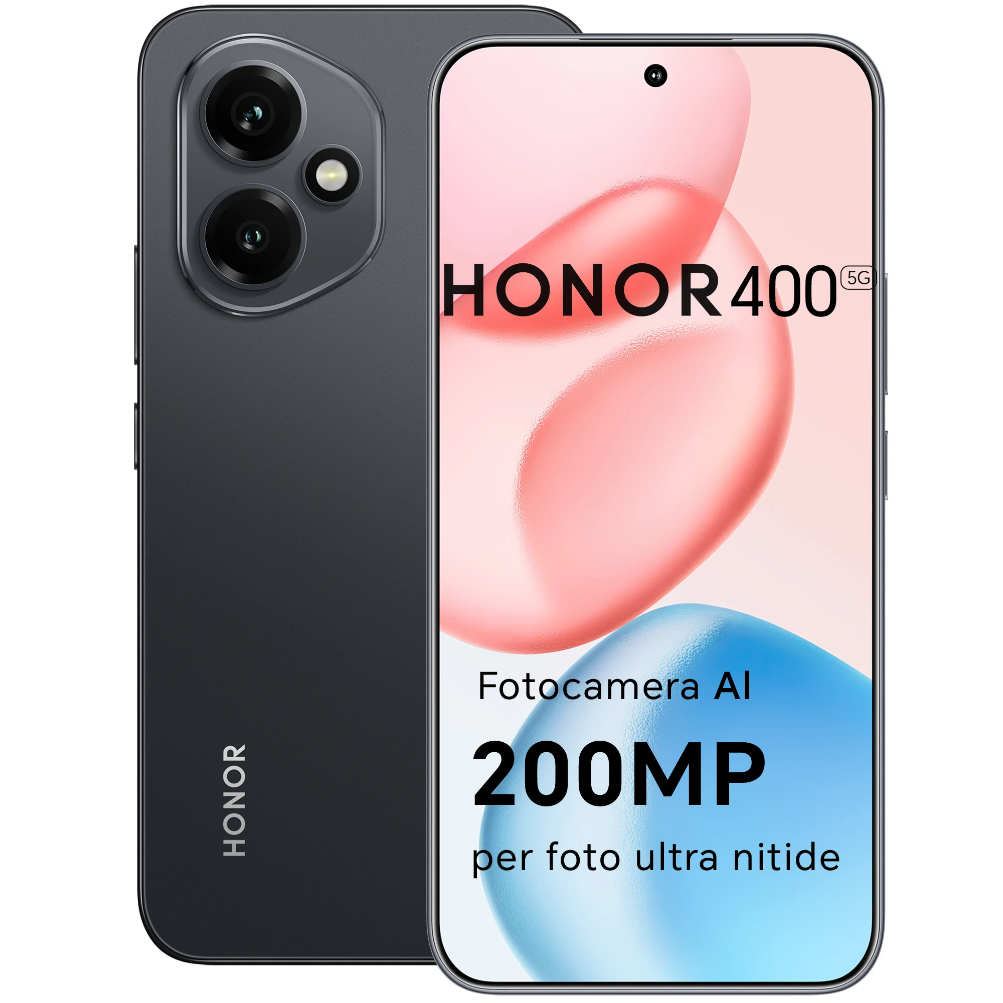 Smartphone HONOR 400 5G double SIM NFC, 200MP avec photographie IA, écran AMOLED Eye-Care de 6,55 pouces, batterie de 5300 mAh, Snapdragon 7 Gen 3, Android 15