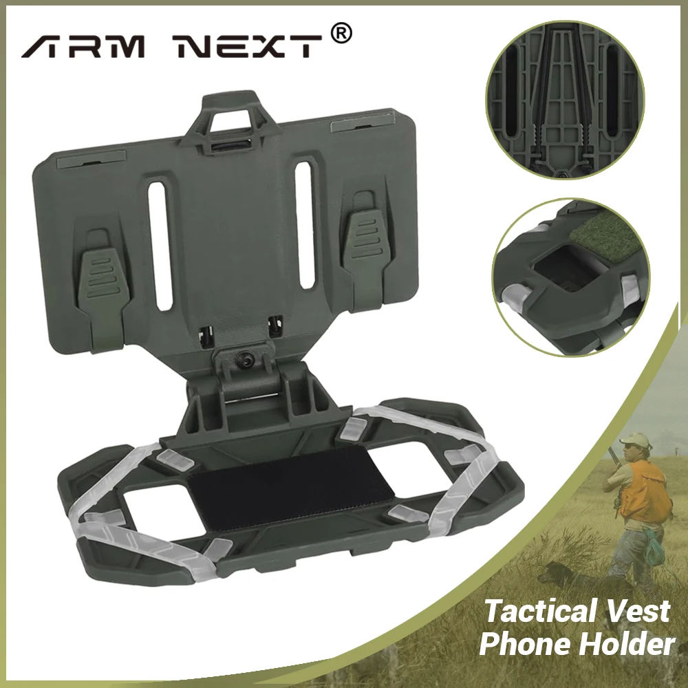 Airsoft Plate Carrier Molle Phone Carrier Outdoor Navigation Board, Quick Access Foldable Holder Tactical Vest Chest Rig Mount