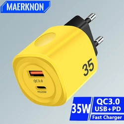 35W USB C Charger Fast Charger Type C 20W PD Phone QC3.0 Quick Chargers For iPhone 15 14 13 12 Pro Max Samsung Xiaomi Poco f5