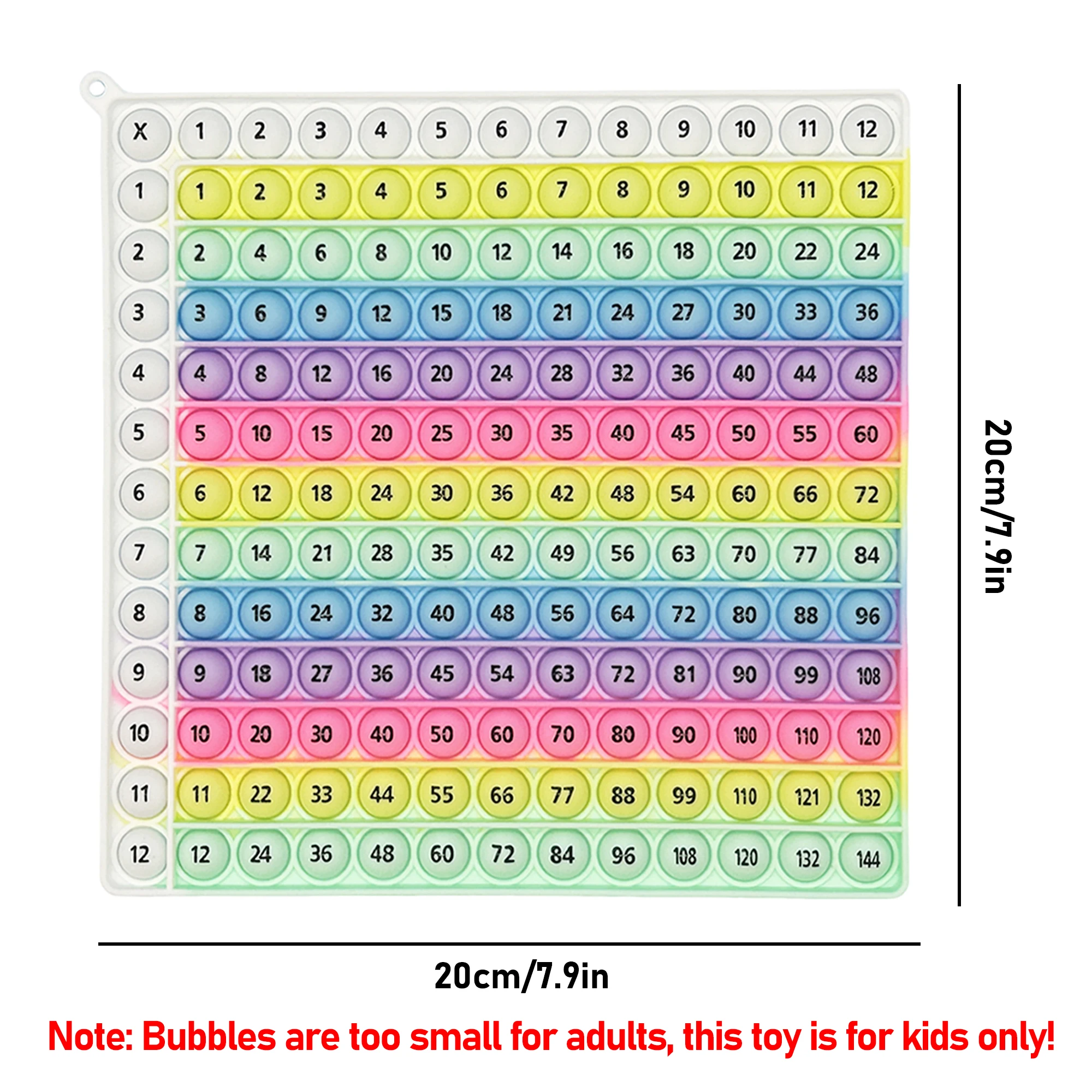 Zahlen 12x12 Multiplikation 12+12 Addition Math Games Fidget Toy Quick Push Educational Learning Toys mit Push Bubbles für Kinder