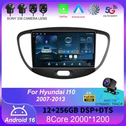 Android 16 Carplay Auto Car Radio For Hyundai I10 2007 2008 2009 2010 2011 2012 2013 GPS Recorder Multimedia Player 4G+WiFi DSP