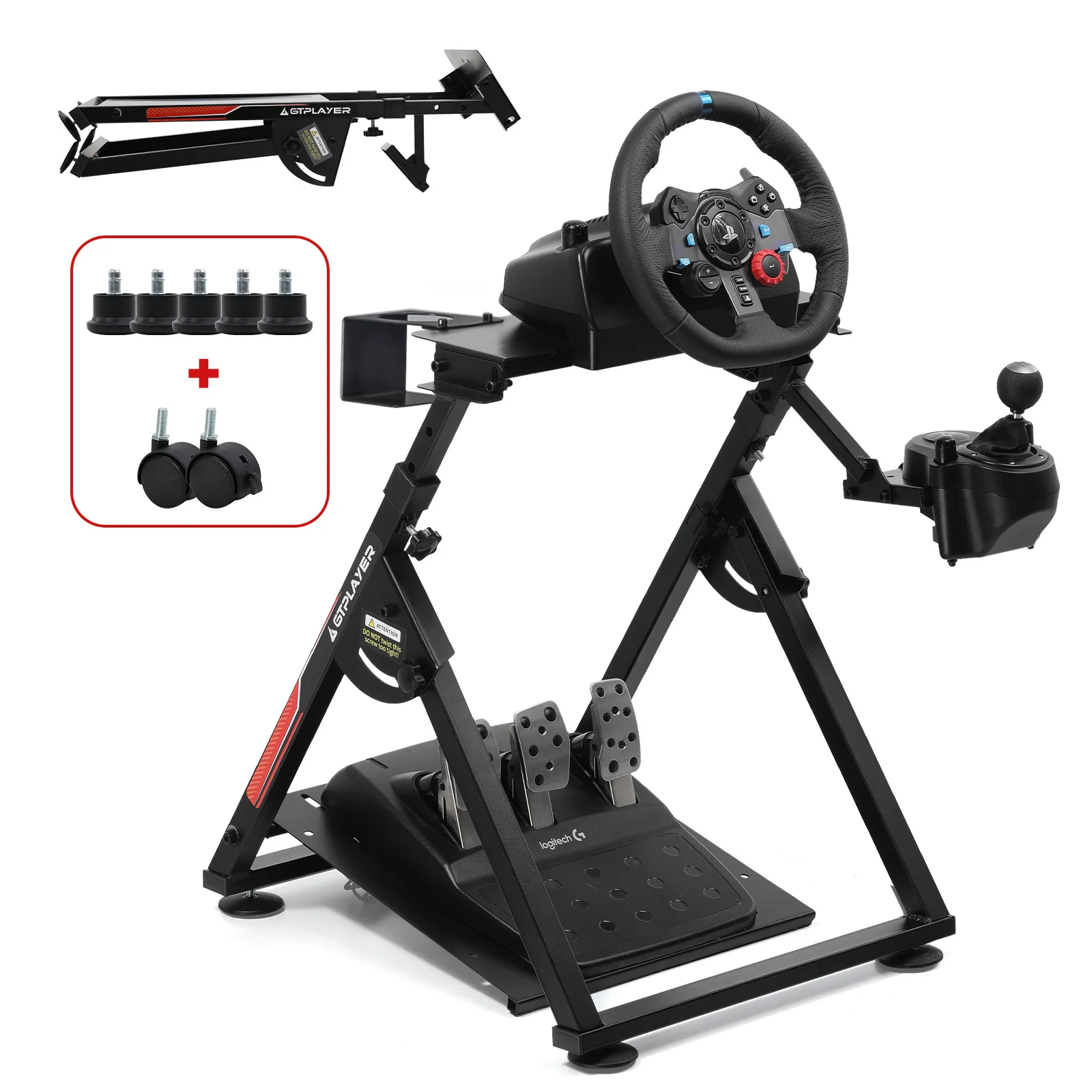 GTPLAYER Soporte para volante con inclinación ajustable, soporte para palanca de cambios para V1/V2, compatible con volante, PS4, Xbox, PC