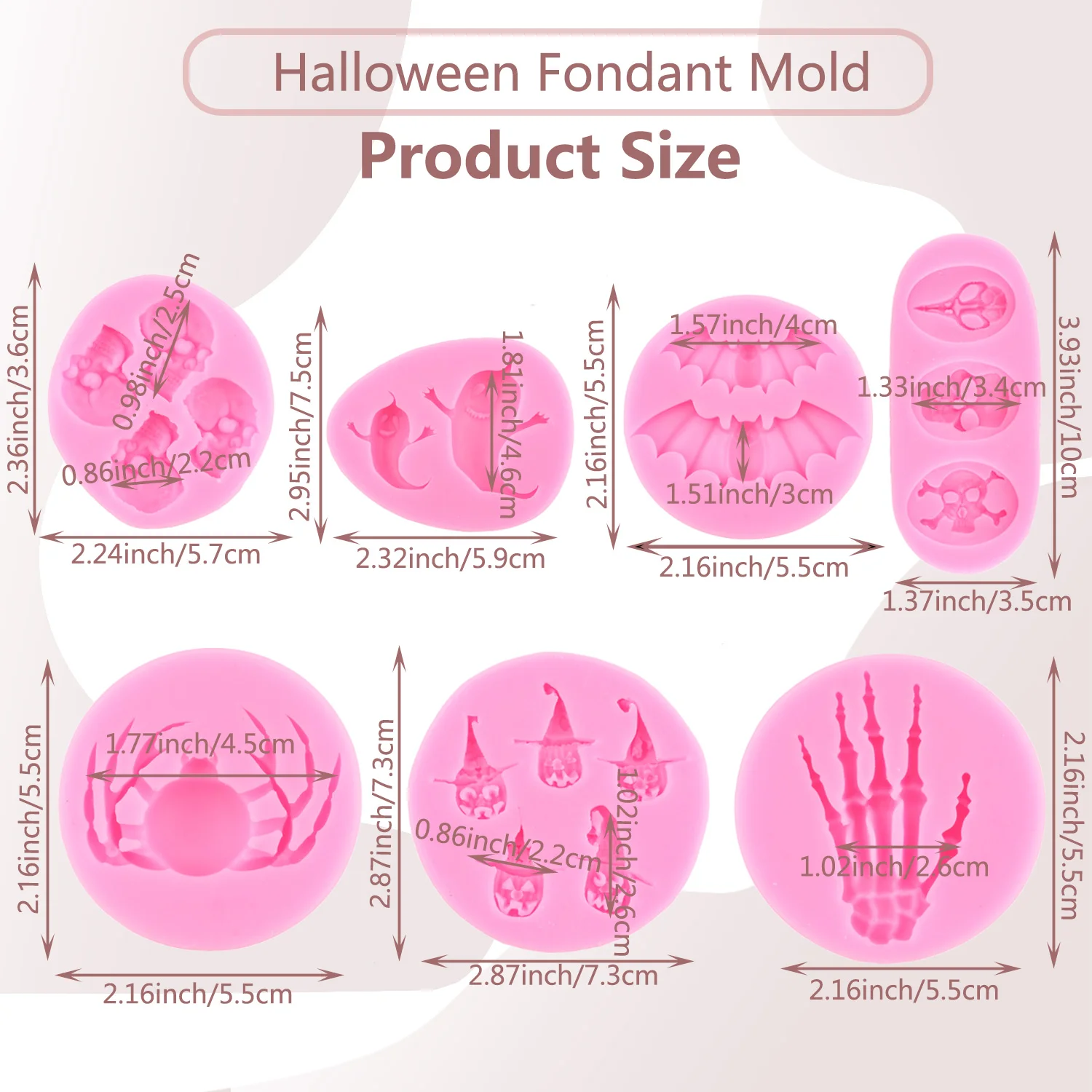 Halloween Ghost Silicone Mold Bat Spider Fondant Molds Skeleton Hands Candy Clay Mould Cake Decorating Tools Chocolate Moulds