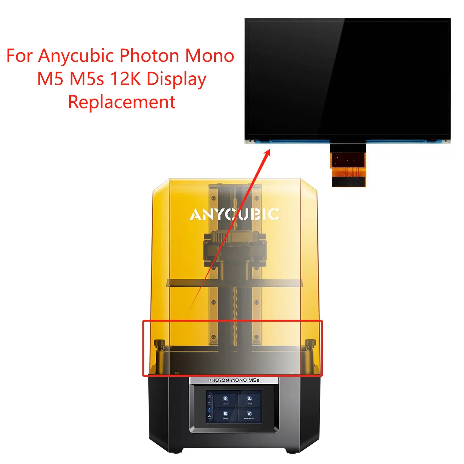 New 10.1 inch 12K Monochrome Original LCD Screen for Anycubic Photon Mono M5 M5S 3D Printer Replacement