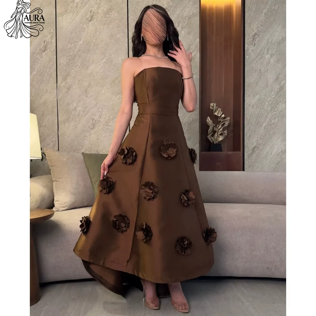 

Aura Women's Prom Dress 2026 Lapel A Word Reception Dresses for Weddings Custom Made Korean Popular Dress Satin Elegant Gown