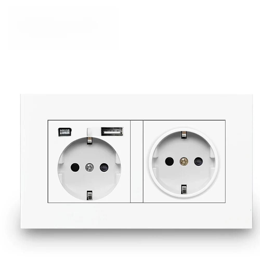 Delviz Muur Usb Dubbele Socket, Wit Kwaliteit Plastic Panel, 5V 2100mA Met Usb-poorten, 146Mm * 86Mm, Eu Standaard Type C Stopcontact - afbeelding 2