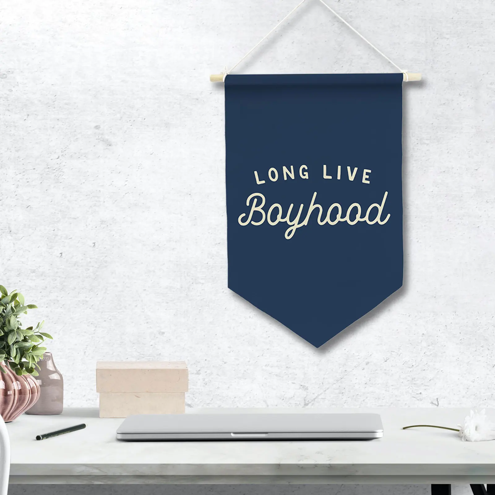 Long Live Boyhood Banner Wall Decoration Triangle Wall Banner Decorative Display Hanging Ornament for Kids Room Bedroom Nursery