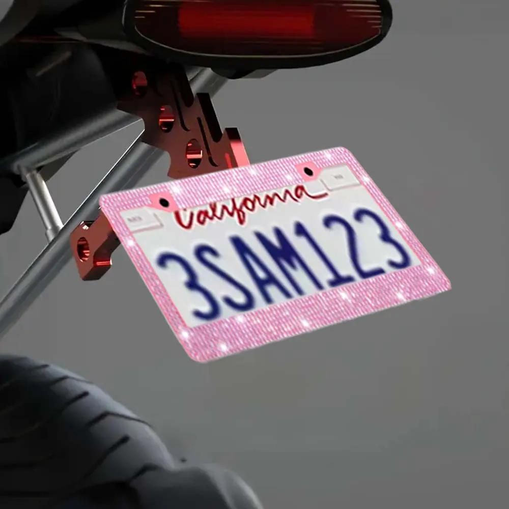 1-2 قطعة فلاش إطار لوحة الرخصة الكريستال البلاستيك لوحة ترخيص غطاء إطاري العالمي للدراجات النارية لوحة ترخيص الملحقات