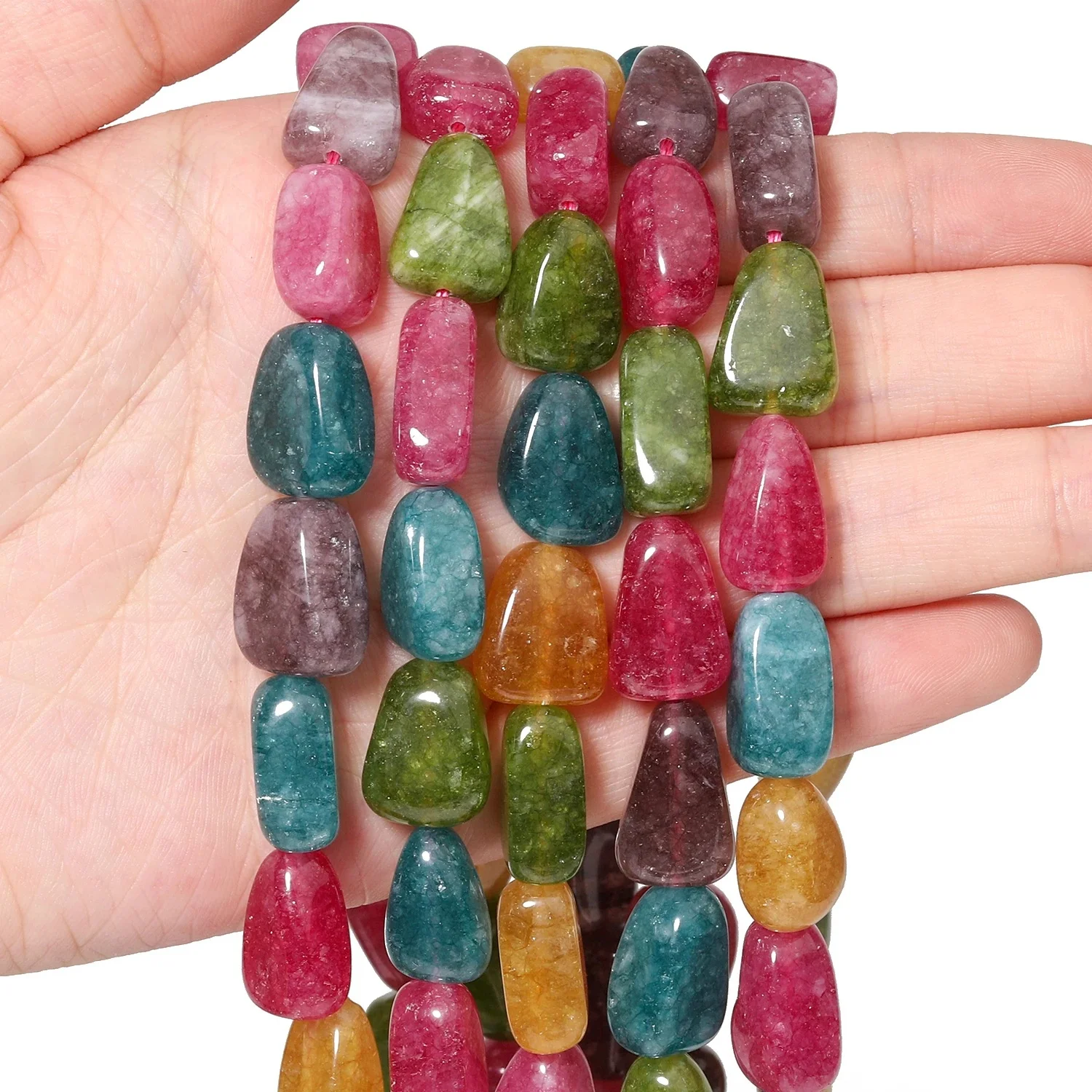 Perles de Tourmaline en pierre naturelle triangulaire plate 16x12mm, perles colorées en vrac pour la fabrication de bijoux, accessoires de Bracelets à breloques DIY