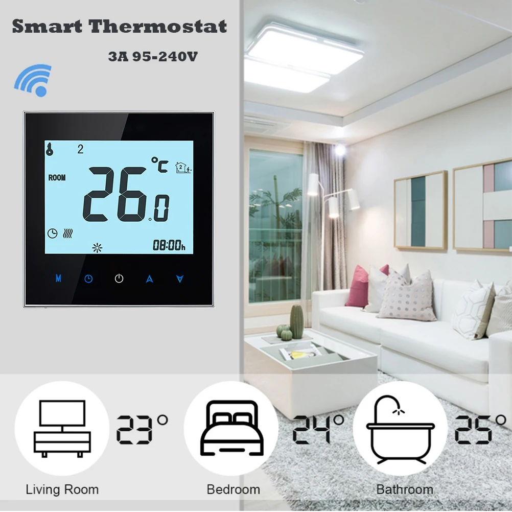 Qiumi Smart WiFi Water Heating / Electric Heating/ Boiler Heating Floor Thermostat Programmable Temperature Touch Controller