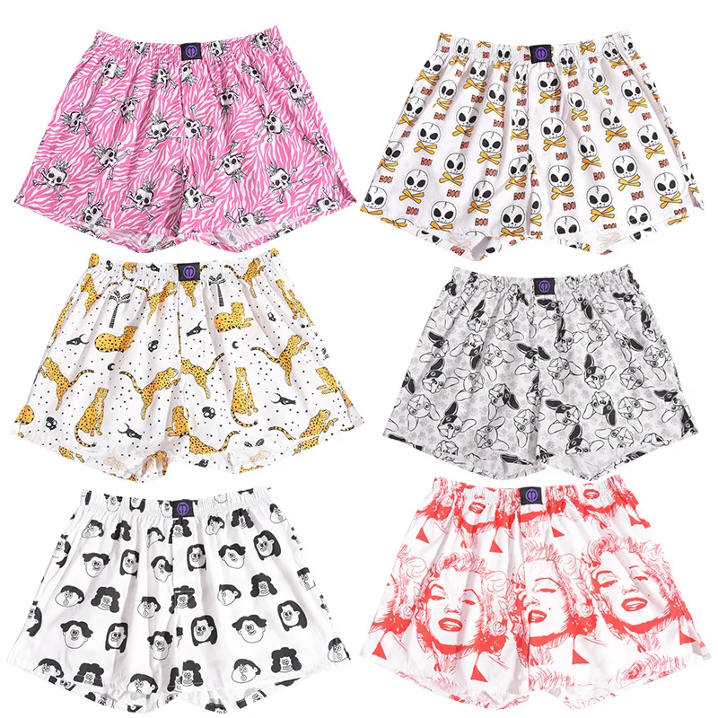 80 kinds Patterns Pure Cotton Shorts Underwear Pattern For Men Women Comfortable Breathable Shorts For Home Leis Panties