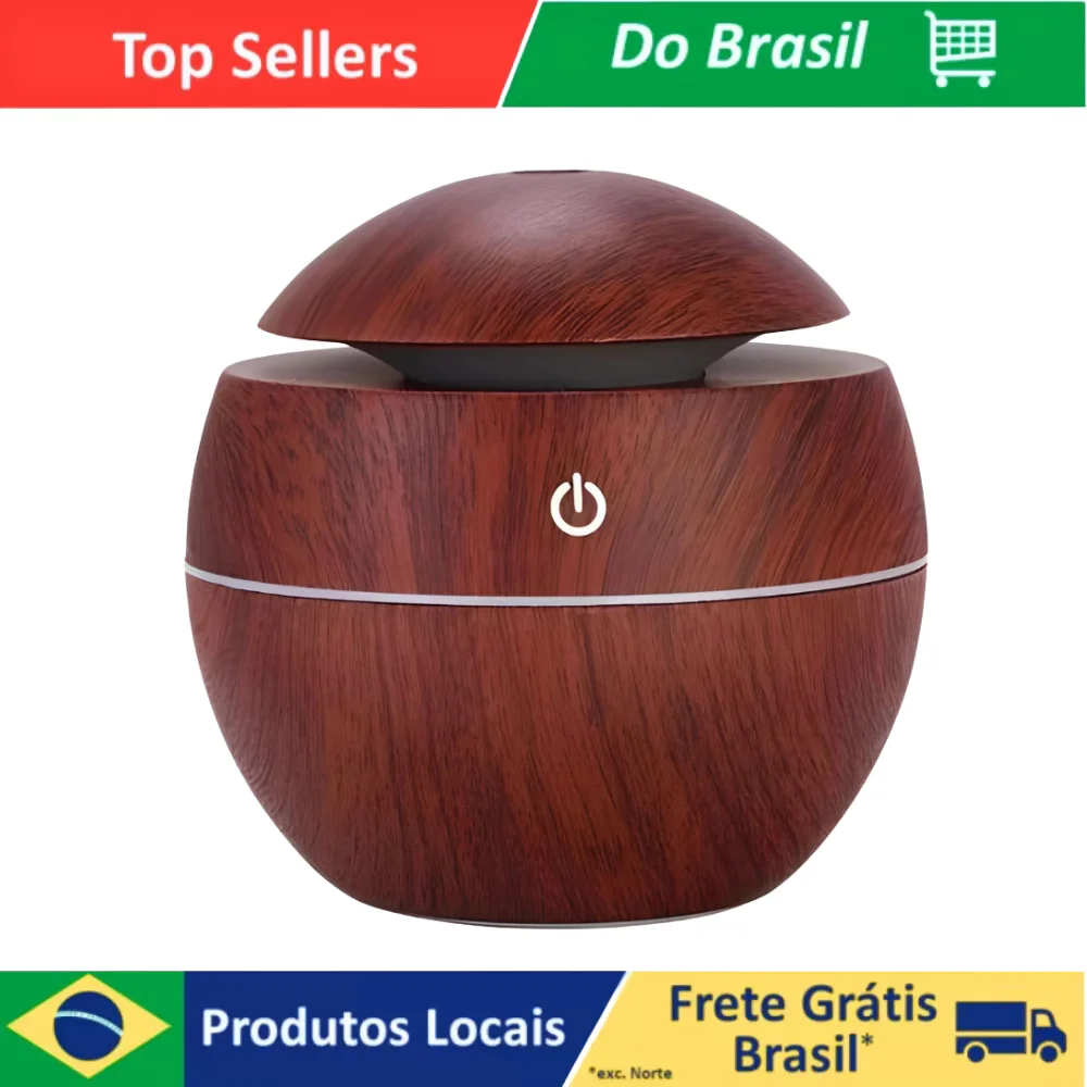 Difusor Aromatizador De Óleo Essencial, 7 Cores, Elétrico + Carregador USB