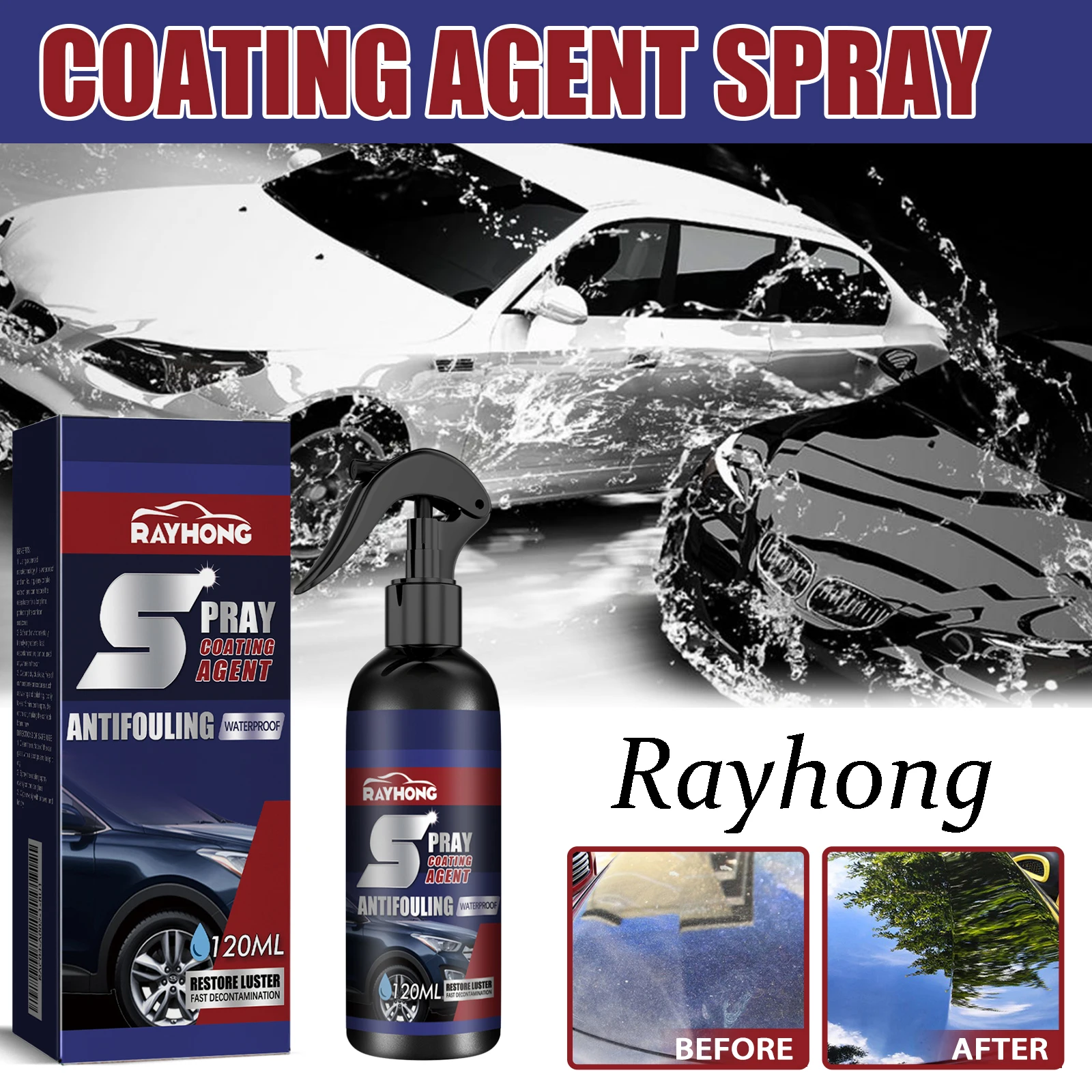 

Rayhong спрей для автомобильного покрытия, удерживающий автомобильную краску, водостойкая очистка бруд, защита от забруднений, предотвращает затемнение царапин, яркое автомобильное покрытие