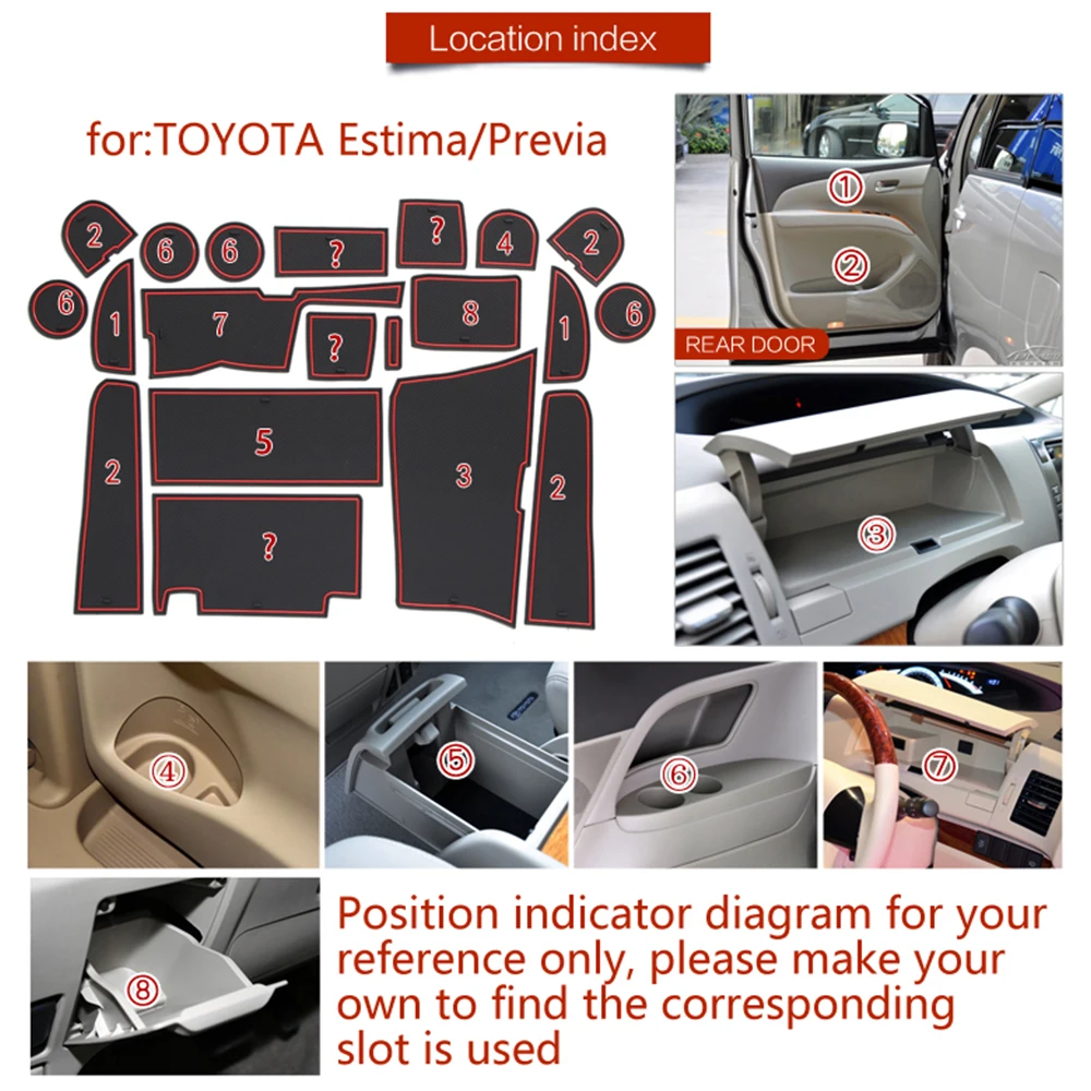 Rubber Mat Door Groove for Toyota Estima Previa XR50 Tarago 2006~2015 Cup Holder Cushion Gate Slot Coaster Dust-proof Sticker