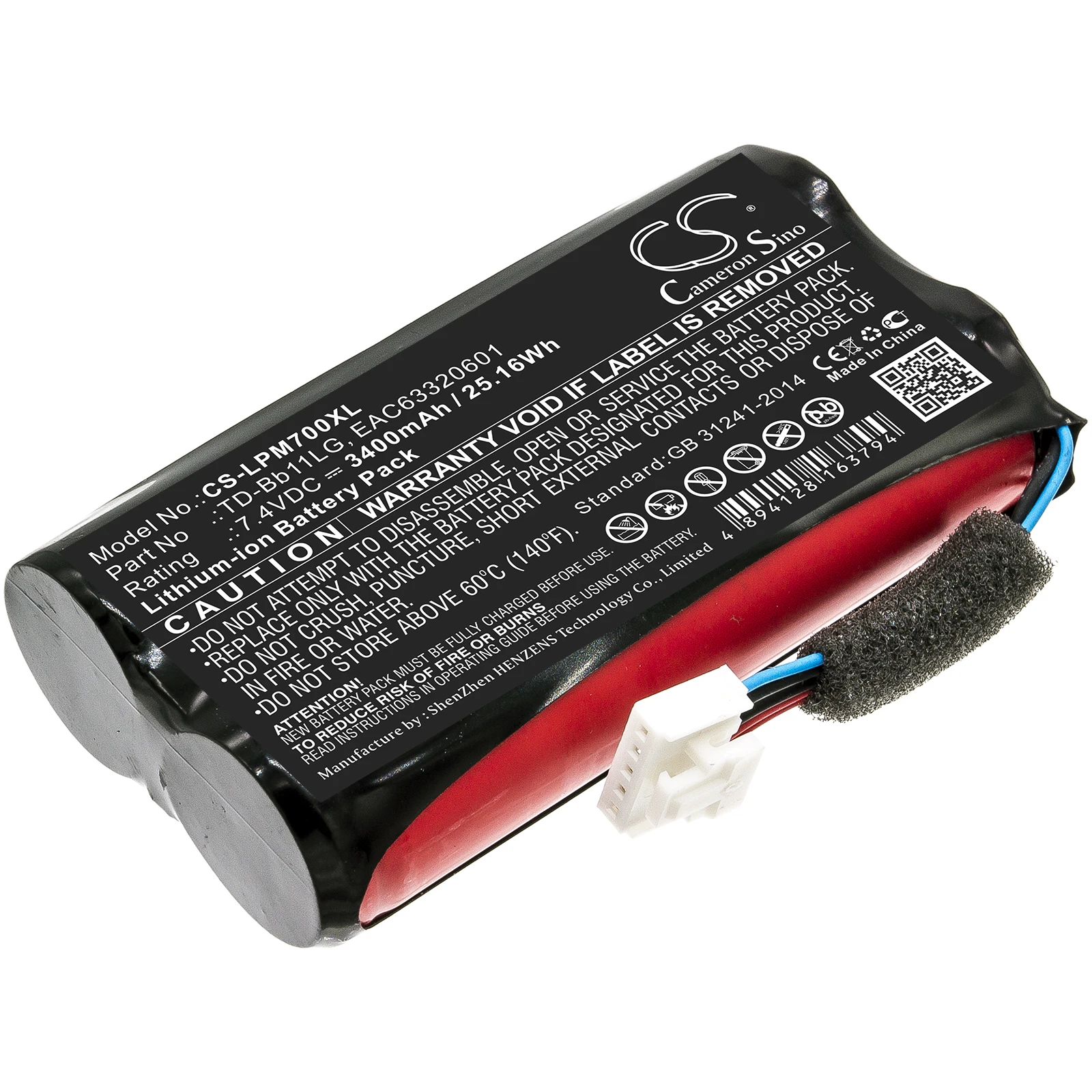 Replacement Battery for LG  Music Flow P7, NP7550, PJ9, PJ9B, PJS9W, PK7, Xboom Go PK7 EAC63320601, EAC63918901, TD-Bb11LG 7.4V/