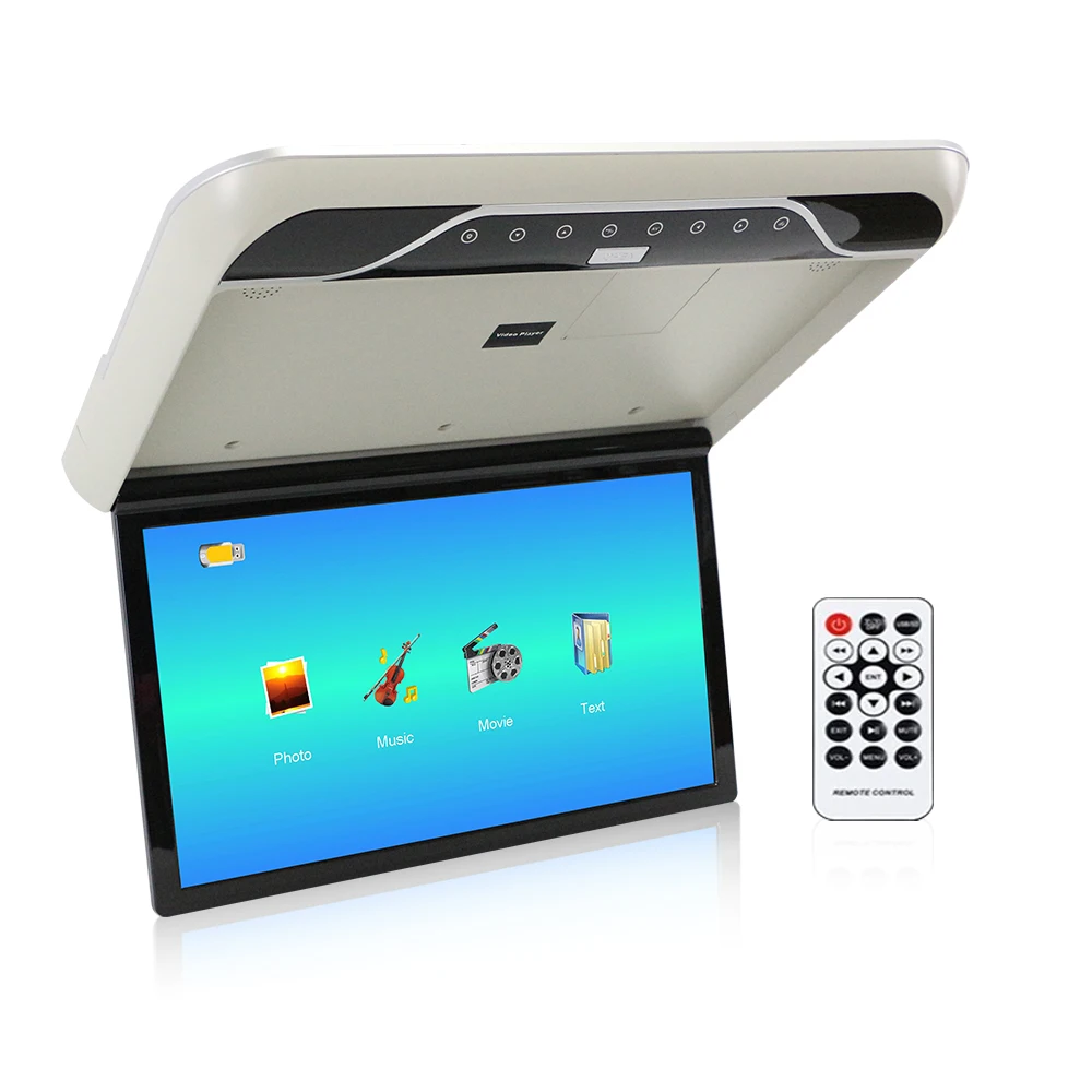 19 ''Auto Dak Monitor MP5 LCD Flip Down Scherm Overhead Multimedia Video Plafond Dakmontage Display Ingebouwde FM-zender