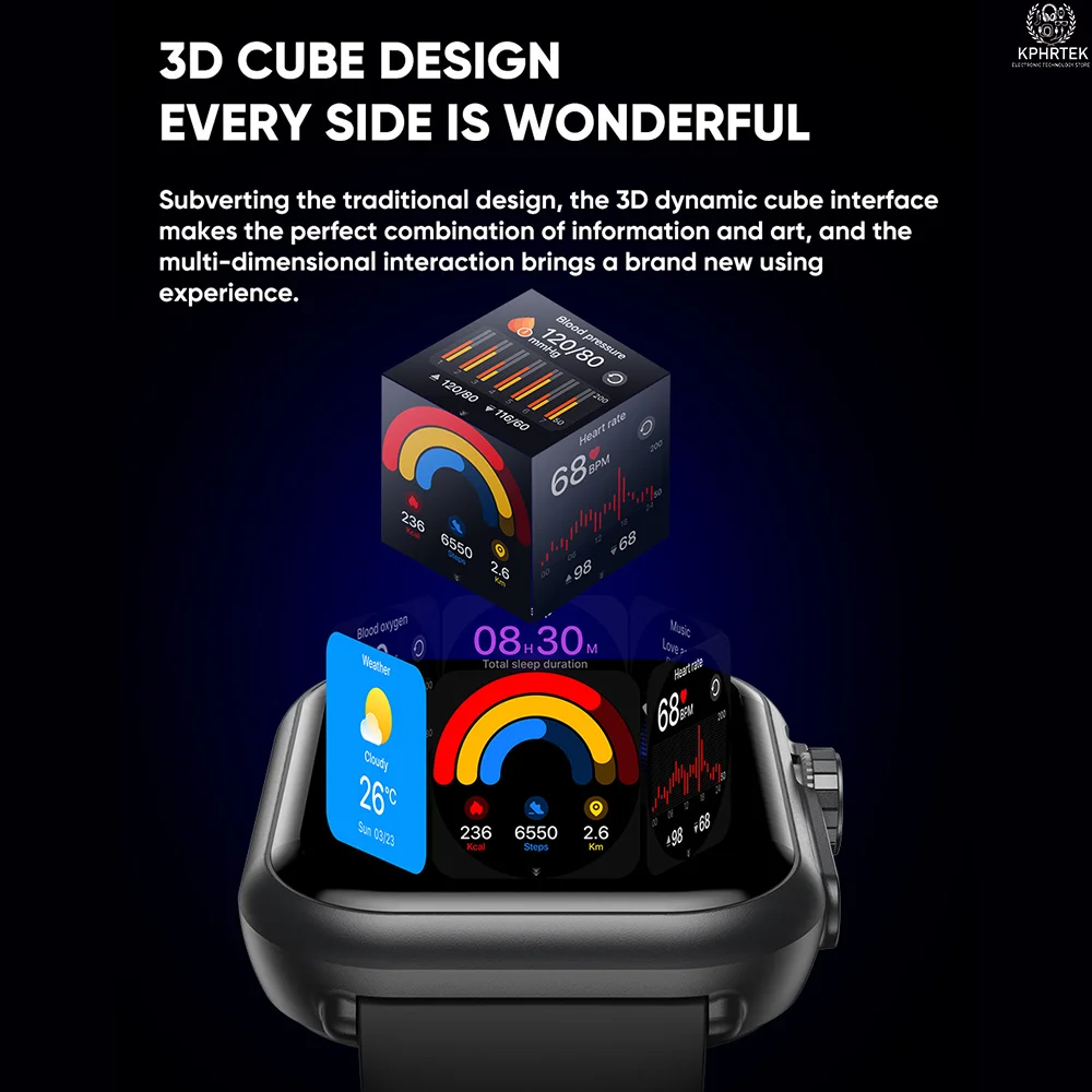 The popular K62 smartwatch features Bluetooth calling, music playback, stress monitoring, menstrual cycle reminders, and message