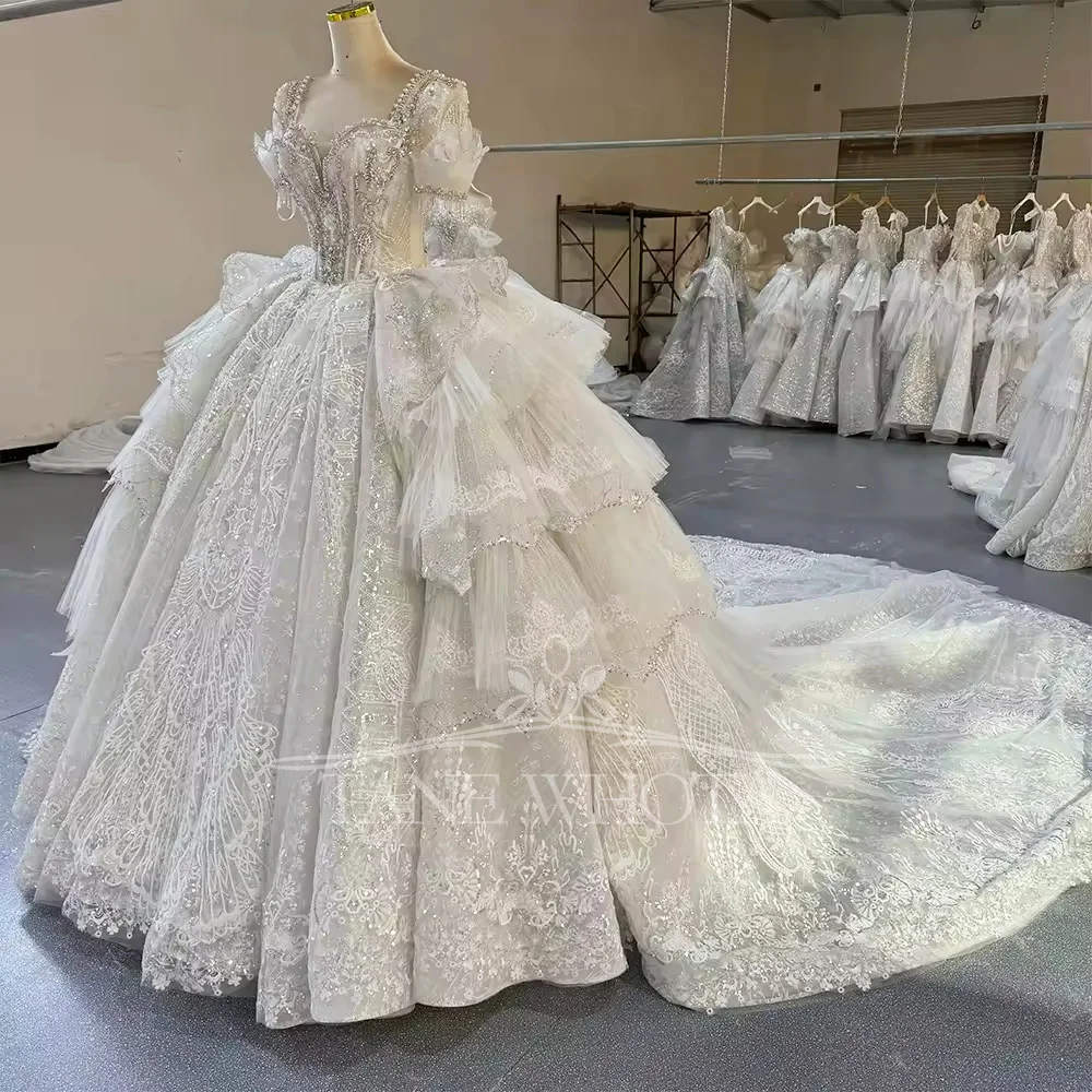 Vestido De Novia Civil De manga corta con escote corazón, Vestido De Novia con cristales, Vestido De Novia con abertura en la espalda, Vestido De Novia De lujo