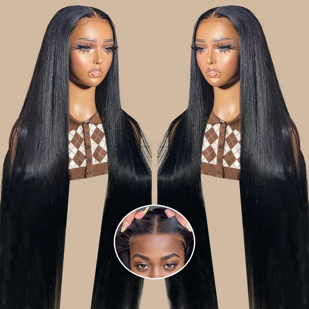 Pre Cut No Glue 6x4 Bone Straight Glueless Wig Human Hair Ready To Wear Brazilian Lace Front Closure Wigs For Women Preplucked