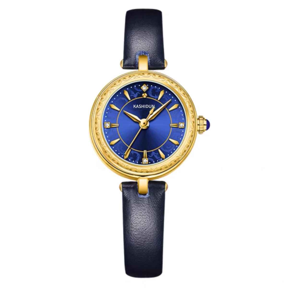 1 piece casual elegant watch quartz wristwatch, small and exquisite blue dial round dial, suitable for daily wear, banquets and