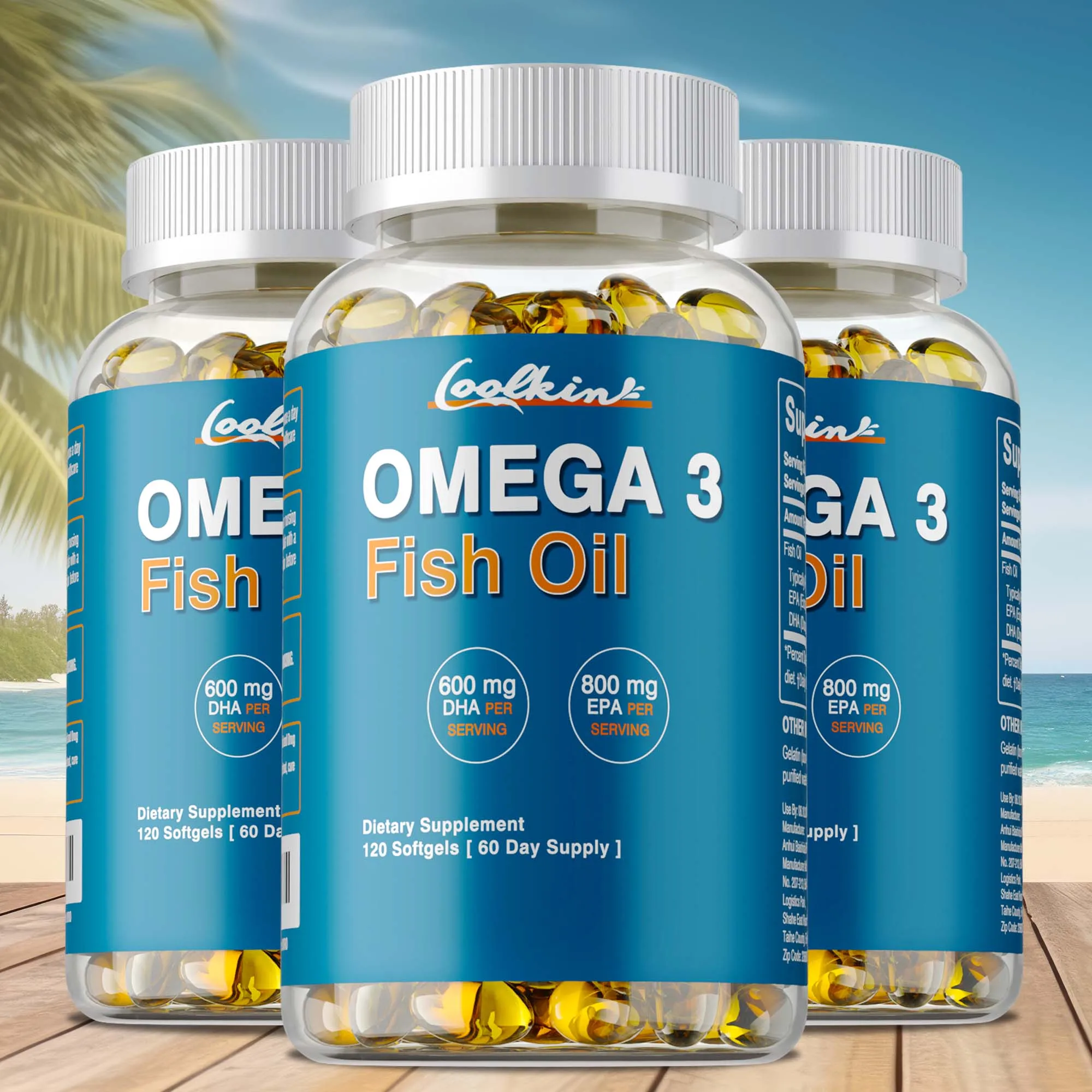 Omega 3 Fish Oil - with DHA & EPA - Supports Brain, Nervous System, Cardiovascular, Skin Health, Antioxidant - 120 Capsules