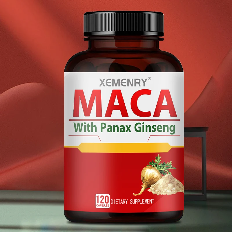 Maca and Panax Ginseng - Natural Energy and Mood Booster, Balances Hormone Levels, Promotes Reproductive Health - 120 Capsules