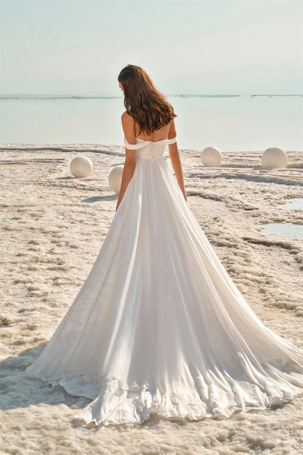 Robe De mariée trapèze De plage, épaules dénudées, style Boho, chérie, personnalisée sur le côté, en Tulle