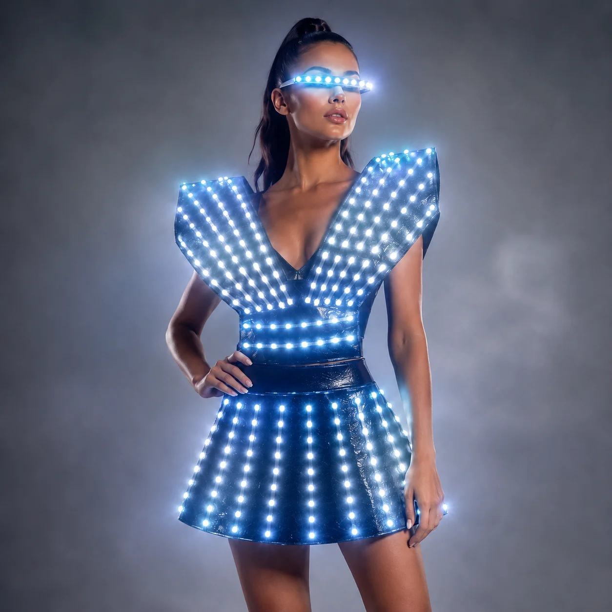 Full Color LED Dress Luminous Stage Dance Dress Nightclub Party Celebrate Dress Women Dance Performance Clothes view 4