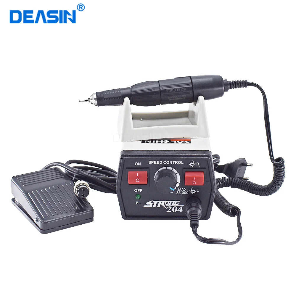 65W Strong 204 control box 35000RPM 30V Strong 210 102L Micromotor Handpiece Electric manicure machine Nail Drill cutters Kit