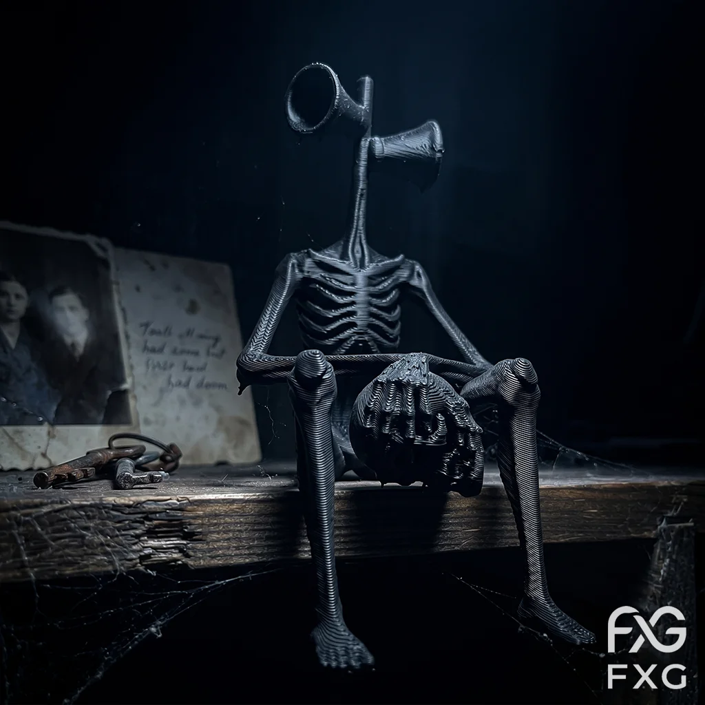 Double Horn Skull Skeletal Sitting Creature Sculpture, Desk Decor, Gift for Gamers, Boyfriend Gift Idea, Christmas Gift, Hallowe