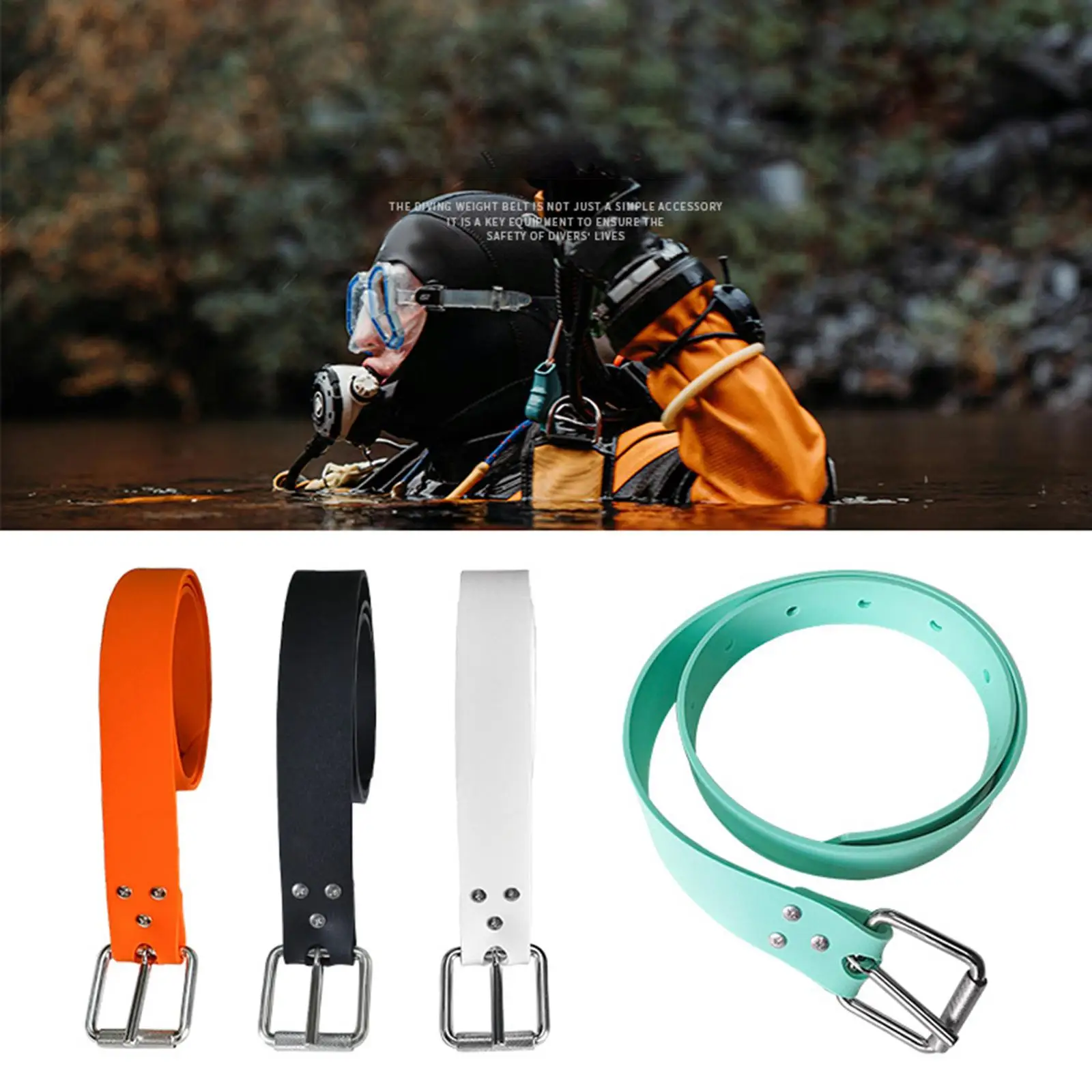 Freediving Silicone Weight Belt 316 Stainless Steel Buckle Adjustable  Lead Block Load-bearing Scuba Diving Belt Accessories