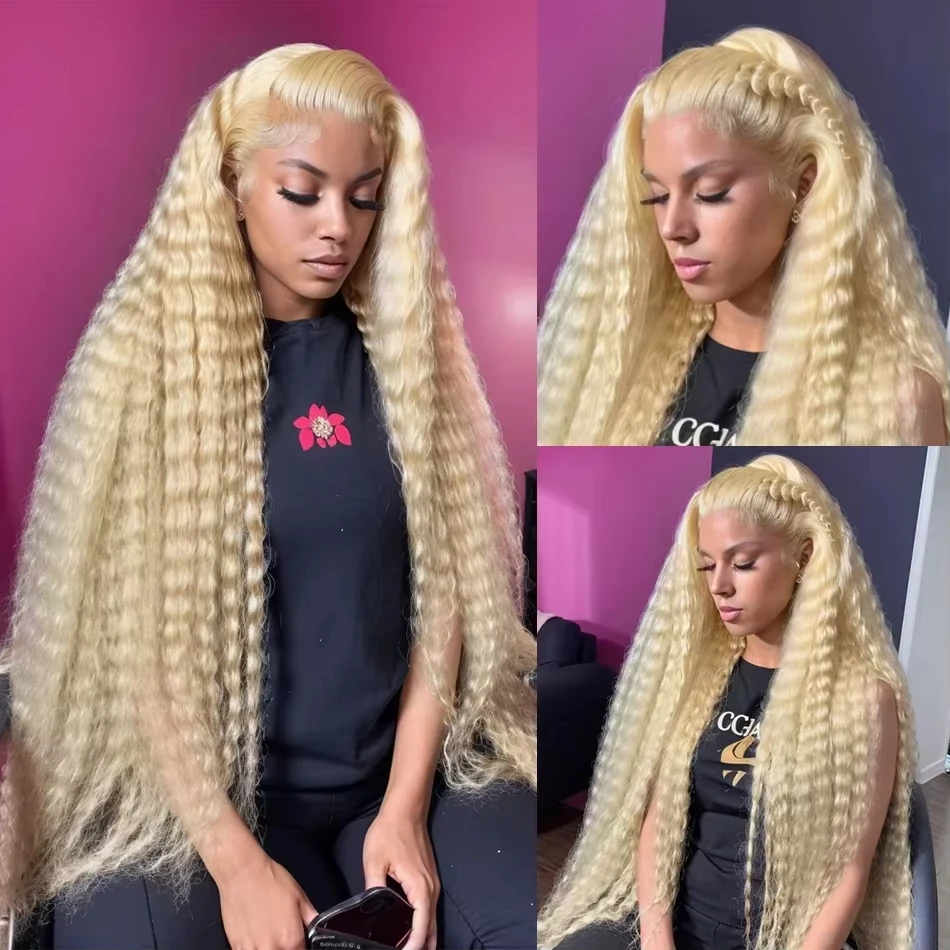 

30 36 Inch 613 Honey Blonde 13x6 HD Lace Frontal Wig Human Hair Curly Deep Wave Brazilian Colored 13x4 Lace Front Wigs For Women