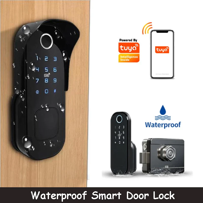 impermeavel tuya wifi smart lock sem fiacao codigo digital cartao ic ttlock app impressao digital rim lock para casa madeira metal portao porta 01