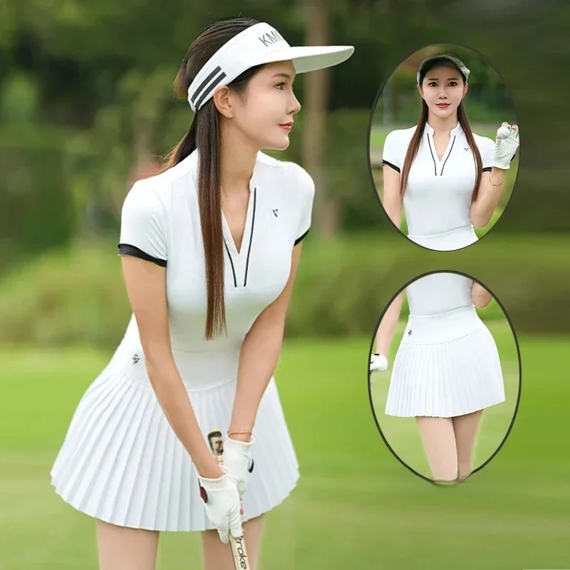 SG Leisure Youth Sports Koszulki golfowe z długim rękawem Cienkie topy z dekoltem w szpic Letnia moda Golf Lady Plisowane spódnice Skorts z wysokim stanem — zdjęcie 2