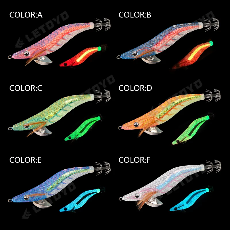 LETOYO-Luminous Isca Artificial, Squid Jig, EGI Squid Bait, Webfoot Octopus Lula Mar Pesca Lure, 3 cores, 2 pcs, 3pcs